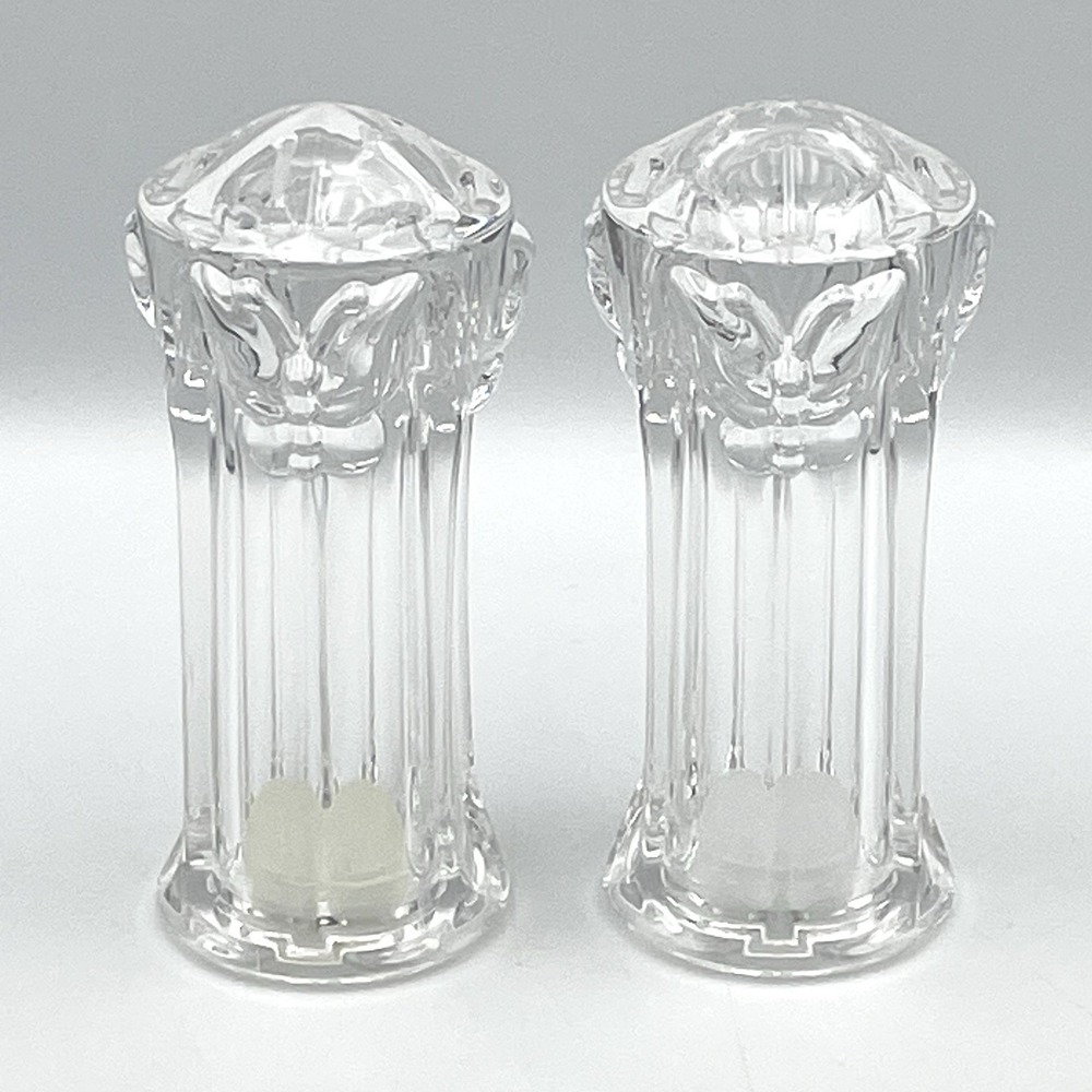 Vintage 2000s Lenox Butterfly Meadow Glass Salt And Pepper Shakers Set Pillars